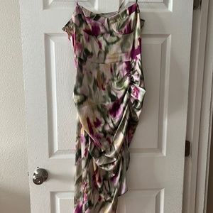 Illusion Ruched Midi Dress